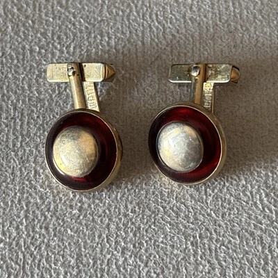 Vintage Swank Cufflinks Ruby Red glass and goldtone - Image 1 of 4