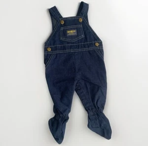 Salopette vintage OshKosh B'gosh bavaglino denim gilet taglia 3-6 mo made in USA - Foto 1 di 10