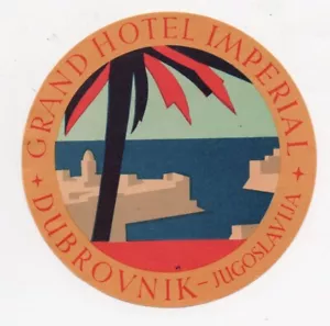 Etiqueta de equipaje vintage Art Deco Grand Hotel Imperial Dubrovnik Yugoslavia - Imagen 1 de 1