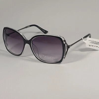 Gafas de sol Tahari Butterfly ventiladas negras y plateadas/gradadas al humo TH724 OX Foto 1 de 4