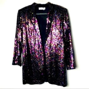 Vintage Neiman Marcus Damen Pailletten Blazer kleine BoxO 100 % Seide bunt - Bild 1 von 5