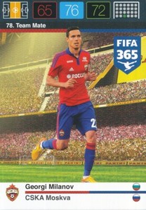 078 GEORGI MILANOV TEAM MATE CSKA.MOSKVA CARD ADRENALYN FIFA 365 2016 PANINI ~