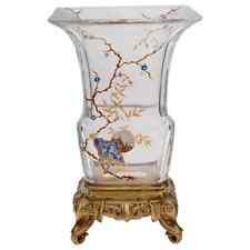 Antique Japonisme French Baccarat Glass Bronze Vase