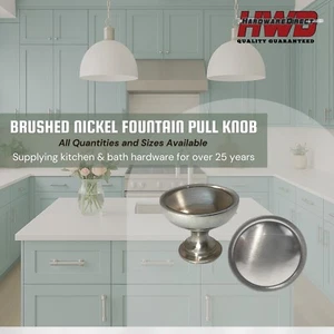 Brushed Nickel Cabinet Knob *Fountain Style* Kitchen Bath Handle Pull Modern - Picture 1 of 8