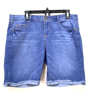 Pantalones cortos de mezclilla largos de las Bermudas MUDD Juniors para mujer, talla 17, angustiados - Imagen 1 de 17
