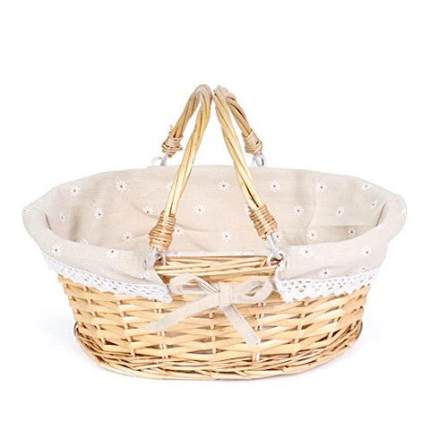 MEIEM Wicker Basket Gift Baskets Empty Oval Willow Woven Picnic Basket Cheap Cover