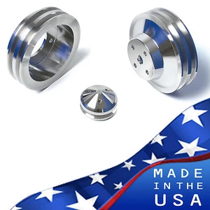 Pontiac Pulleys Underdrive Kit 350 400 428 455 Billet Aluminum V8 V-Belt Set - Bild 1 von 7