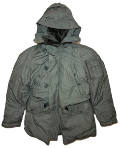 Chaqueta Parka Militar De Colección N-3B USAF Clima Extremo Frío Años 80 XXS Verde Con Capucha - Imagen 1 de 12