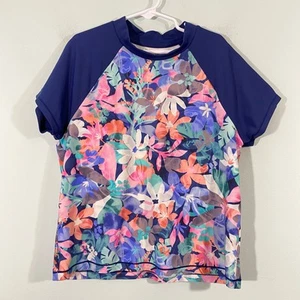 Athleta Girl's Multicolor Floral Mock Neck Short Sleeve Rash Guard Size XL (14) - Picture 1 of 6