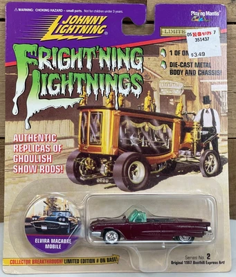 1996 JOHNNY LIGHTNING FRIGHTNING LIGHTNINGS ELVIRA MACABRE MOBILE BURGUNDY S2 - Image 1 of 4