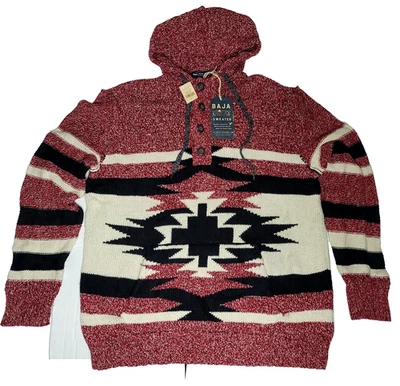 Suéter masculino American Eagle Outfitters Baja grande Henley malha vermelha asteca - Imagem 1 de 4