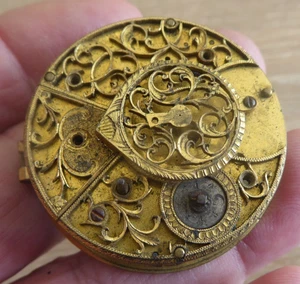 GOOD ANTIQUE GENTS FUSEE VERGE POCKET WATCH MOVEMENT - Picture 1 of 7