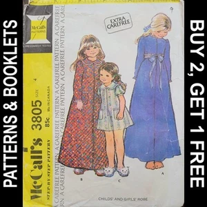 Vintage McCall's Girls' Front Zippered Robe Pattern #3805 Size 4 CUT - Picture 1 of 6