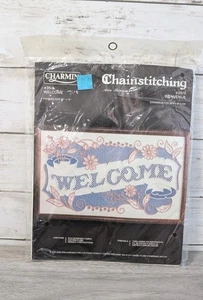 Vintage-Neu-Charmin-Kettenstich-Willkommen #2978 35-9 Ann Benson Banner Floral - Bild 1 von 4