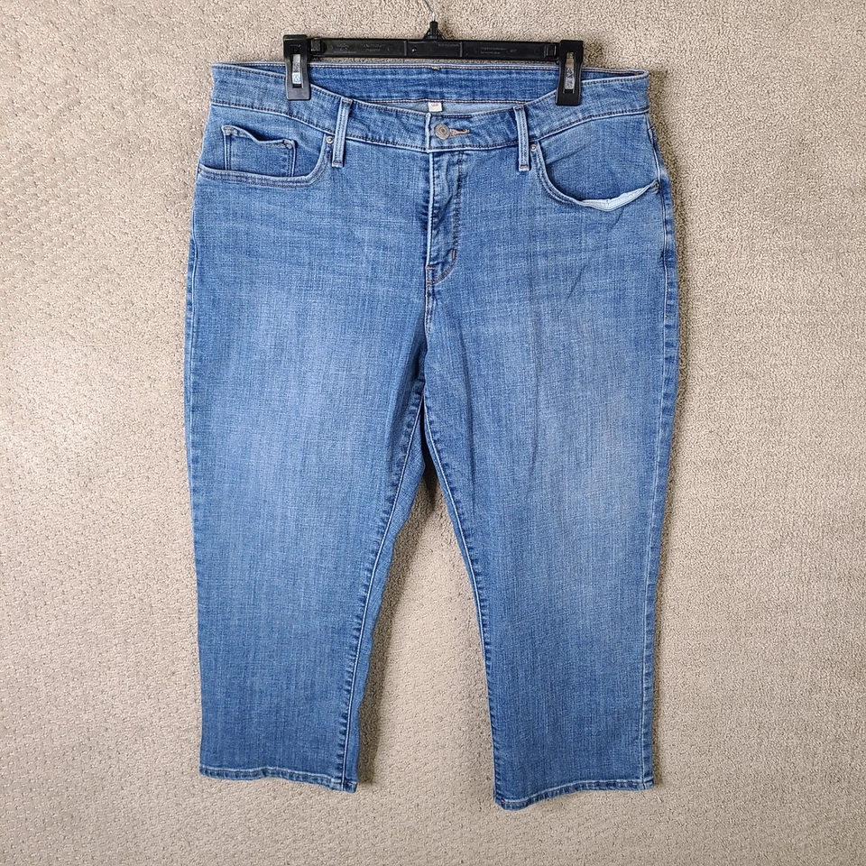 Levis Jeans Womens Plus 18W Blue Capri Mid Rise Medium Wash Denim Stretch - Image 1 of 4