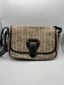 Etienne Aigner Signature Leder & Canvas Messenger Umhängetasche hellbraun/braun - Bild 1 von 9