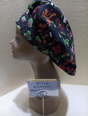 Christmas Bows Women's Bouffant Surgical Scrub Hat/Cap Handmade - Image 1 of 4