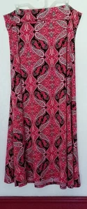 Maxi Falda Lularoe Mujer Roja Paisley XL Multicolor Plegable Sobre Cintura - Imagen 1 de 8