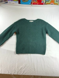 Loft Women's Green Ribbed Knit Pullover Sweater Crew Neck Long Sleeve medium - Picture 1 of 14