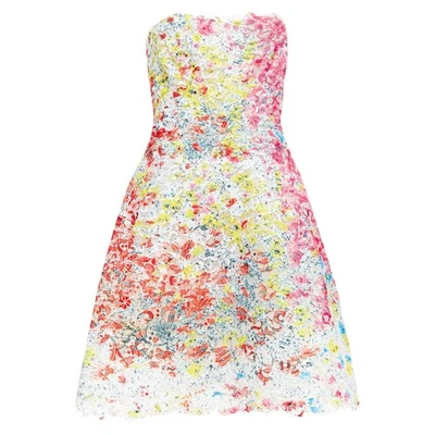Monique Lhuillier Neon Tie Dye Floral Lace Applique Fre Dress Women Mult Size 4 - Image 1 of 4