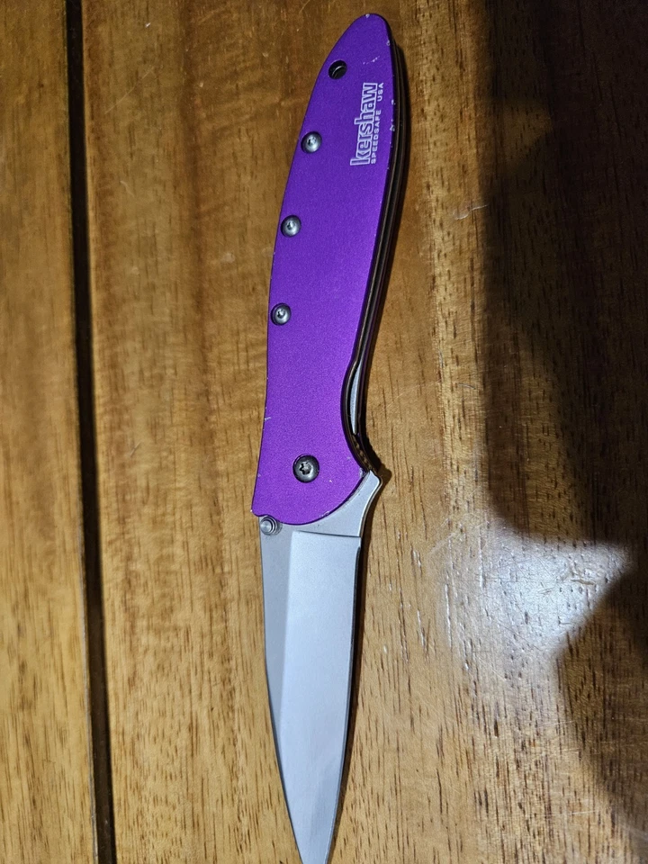 Kershaw 1660PUR Leek Linerlock Ken Onion Design mango púrpura hoja lisa Foto 1 de 1
