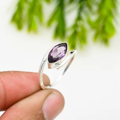 Amethyst Gemstone 925 Sterling Silver Ring Handmade Jewelry Ring For Gift - Image 1 of 4