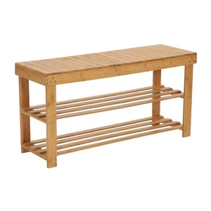 2 Shelf Storage Bench Seat Natural - Picture 1 of 5