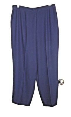 Calça Crepe Azul Marinho Escuro com Zíper Lateral Leslie Fay - Feminina Tamanho 16 Calças - Imagem 1 de 3