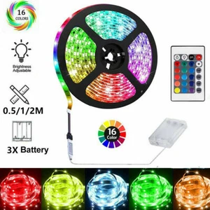 Batterie Betrieben Band 5050 RGB LED Stripe Mehrfarbige Licht Band Wasserdicht - Bild 1 von 17