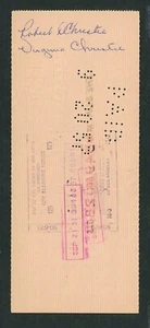 Robert Christie, attore/regista - assegno personale firmato/autografato a mano (1957) - Foto 1 di 2