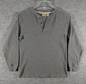 LL Bean Shirt Men (S) Gray Mini Waffle Henley Non Shrink Thermal Outdoor Vintage - Picture 1 of 13