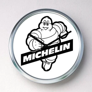 MICHELIN Wanduhr Edelstahl lautlos Quarzwerk Mann Höhle Garage Auto - Bild 1 von 12