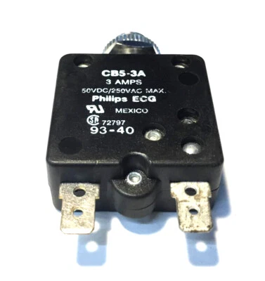 Interruptor de circuito Phillips ECG 3A restablecimiento de empuje CB5-3A NOS Foto 1 de 4