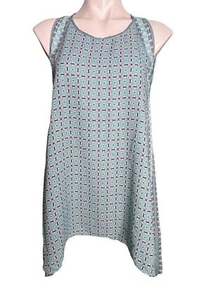 Top túnica Max Studio azul verde formas geométricas verano ligero M Foto 1 de 4