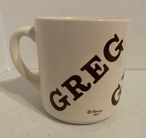 Tazza da caffè in ceramica vintage 1977 Houze ""GREG"" USA nome personalizzato - Foto 1 di 5