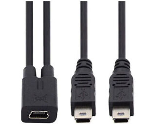 Mini USB 2.0 Female to Dual Mini USB 5Pin Male Splitter Extension Charge Cable 