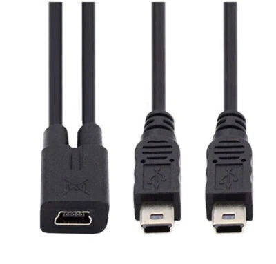 Mini USB 2.0 Female to Dual Mini USB 5Pin Male Splitter Extension Charge Cable  - Image 1 of 2
