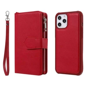 For iPhone 13 12 11 XR SE 8 7 6s Magnetic Detachable Wallet Leather Case Cover - Picture 1 of 55