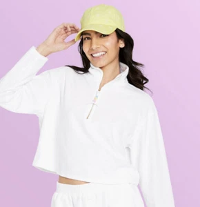 NWT Stoney Clover x Target White Terrycloth Half Zip TOP Sweatshirt Size Small S - Picture 1 of 4