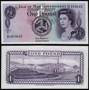 ISLE OF MAN 1 POUND STALLARD (P29a) QEII LAST PREFIX D UNC - Picture 1 of 1