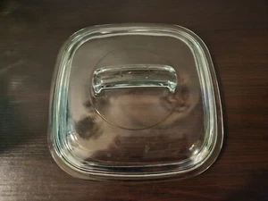 PYREX 648 C CLEAR GLASS SQUARE ROUNDED CORNERS CASSEROLE REPLACEMENT LID ONLY - Picture 1 of 3