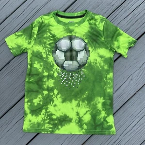 Soccer Raised Graphic Green Tie- Dye T Shirt Youth Small Size 6-7 - Picture 1 of 3