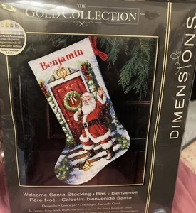 New Dimensions Gold Collection Welcome Santa Stocking Counted Cross Stitch-NEW - Picture 1 of 4