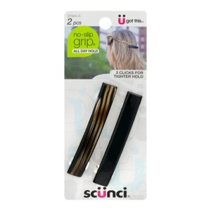 Scunci No-Slip Grip All Day Hold Hair Barrettes, Assorted Colors, 2-Pieces - Picture 1 of 1