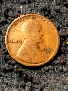 1913 D Lincoln Wheat Cent Struck Thru Grease Weak T Trust Lamination Error - Picture 1 of 5