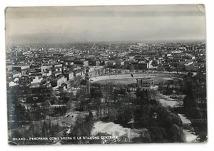 LO MI 01 Milano panorama con l’arena e la stazione centrale viaggiata 1953 - Imagen 1 de 1