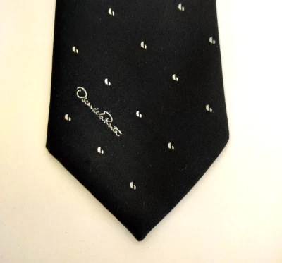 Oscar de la Renta Necktie Black White Polka Dot 57 x 3.5 - Image 1 of 4