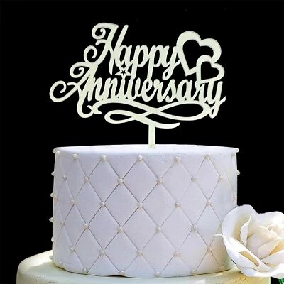 Feliz Aniversario Cake Topper, Aniversario de Boda, Aniversario de Empresa, Nacimiento... Foto 1 de 4