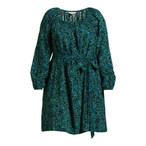 Mini Vestido Terra & Sky Para Mujer Talla Grande 2X 20W-22W Fruncido Disty/Negro Hollín Nuevo con Etiquetas - Imagen 1 de 5