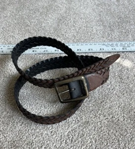 Belt Braided Woven Brown/Black 1" Wide, 32” Long Men Women Adj. Reversible EUC - Picture 1 of 6
